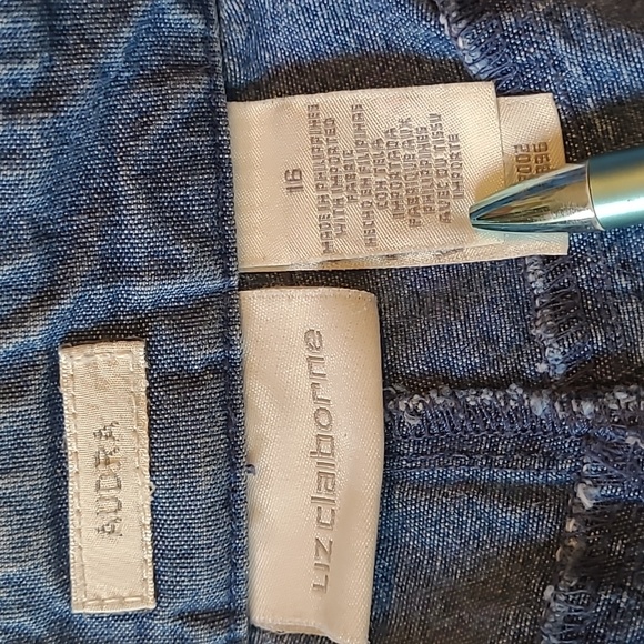 Liz Claiborne AUDRA Denim Blue Jean Rolled-up Capris Adult 16 - Picture 5 of 6